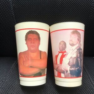WWF/WWE vintage k mart cups! Andre the giant & Million Dollar man!! Plastic